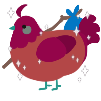 melon, a red and maroon chicken with a head pattern