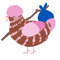 A russet and pink chicken with a bar pattern