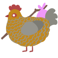 A ochre and ash chicken with a lace pattern