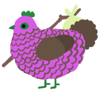 A orchid and bark chicken with a lace pattern