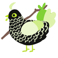 Type 2 Cheepative, a black and apple chicken with a lace pattern