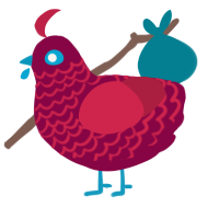 A maroon and crimson chicken with a lace pattern