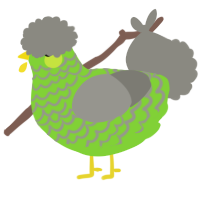 A grass and ash chicken with a lace pattern