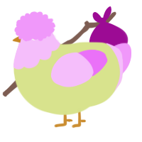 A lemon and lavender chicken with a head pattern