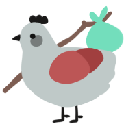 A silver and red chicken