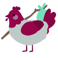A silver and maroon chicken with a head pattern