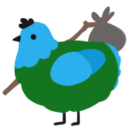 A leaf and sky chicken with a head pattern