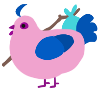 A pink and ultramarine chicken