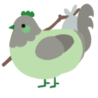 A gluppy and ash chicken with a head pattern