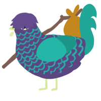 A overcast and turquoise chicken with a lace pattern