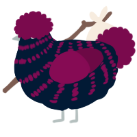 A tumblr and wine chicken with a bar pattern