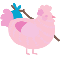 A rose and pink chicken with a bar pattern