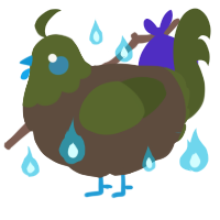 A bark and olive chicken with a head pattern