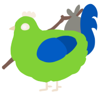 A grass and ultramarine chicken