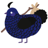 A navy and black chicken with a lace pattern