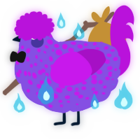 A blurple and amethyst chicken with a speckle pattern