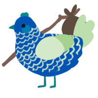 A ultramarine and gluppy chicken with a lace pattern