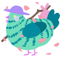 A mint and sea chicken with a bar pattern