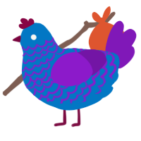 A sapphire and violet chicken with a lace pattern