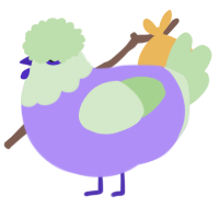 A lilac and gluppy chicken with a head pattern