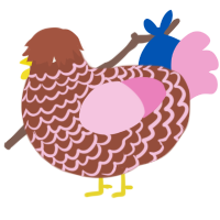 A russet and pink chicken with a lace pattern