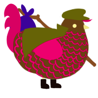 A bark and fuchsia chicken with a lace pattern