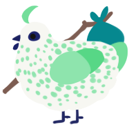 A white and spring chicken with a speckle pattern