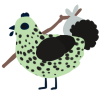 A gluppy and sable chicken with a speckle pattern