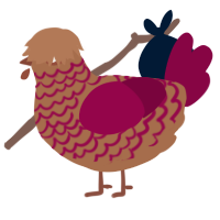A brown and maroon chicken with a lace pattern