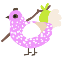 A lavender and cream chicken with a speckle pattern