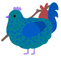 A sea and ultramarine chicken with a speckle pattern