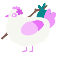 A white and lavender chicken