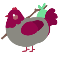 A ash and maroon chicken with a head pattern