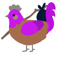A brown and amethyst chicken with a head pattern
