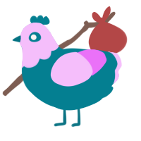 A sea and lavender chicken with a head pattern