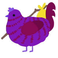 A violet and wine chicken with a bar pattern