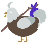 A bark and silver chicken with a head pattern