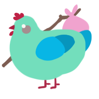 A mint and cerulean chicken