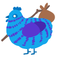 A sky and indigo chicken with a bar pattern