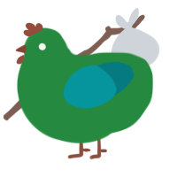 A viridian and teal chicken