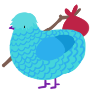 A aqua and sky chicken with a lace pattern