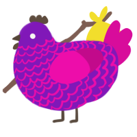 A violet and fuchsia chicken with a lace pattern