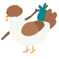 A white and brown chicken