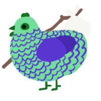 A spring and indigo chicken with a lace pattern