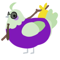 A violet and gluppy chicken with a head pattern
