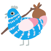 A sky and rose chicken with a bar pattern