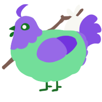 A spring and blurple chicken with a head pattern