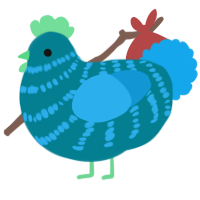 A sea and sky chicken with a bar pattern