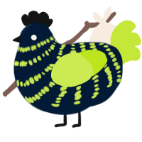 A tumblr and lime chicken with a bar pattern