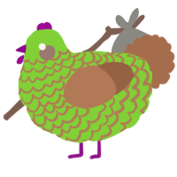 A grass and brown chicken with a lace pattern